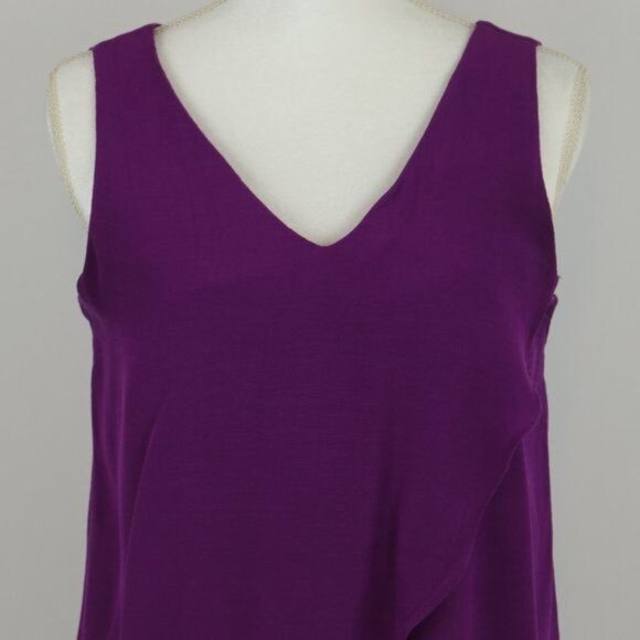 Massimo Dutti Women's Medium Purple V-Neck Tulip Hem Woven Tank Top - Picture 2 of 7